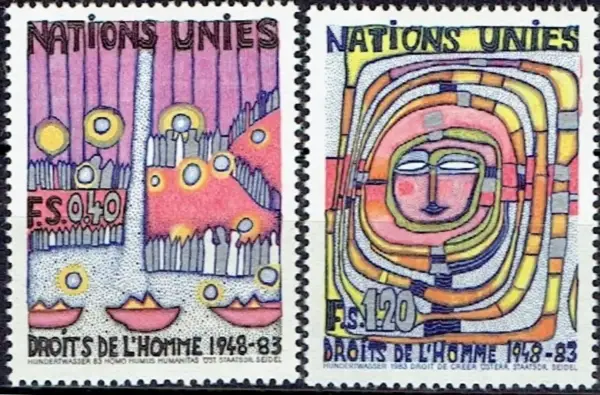 United Nations Geneva year 1983 Paintings by Hundertwasser