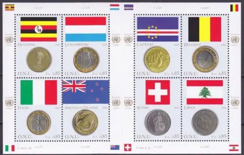 UN Geneva stamps year 2006 Flags and Coins MSS