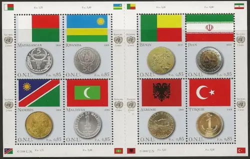 UN Geneva stamps year 2008 Flags and Coins MSS