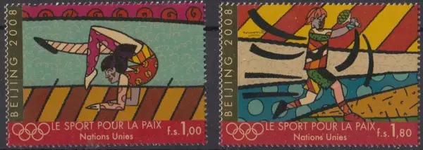 UN Geneva year 2008 Beijing Summer Olympics stamps set