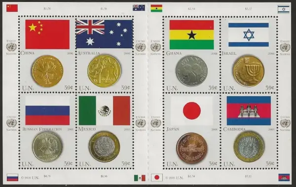 UN Geneva stamps year 2006 Flags and Coins MSS