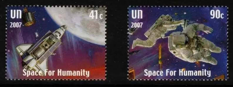 UN new York year 2007 space postage stamps set