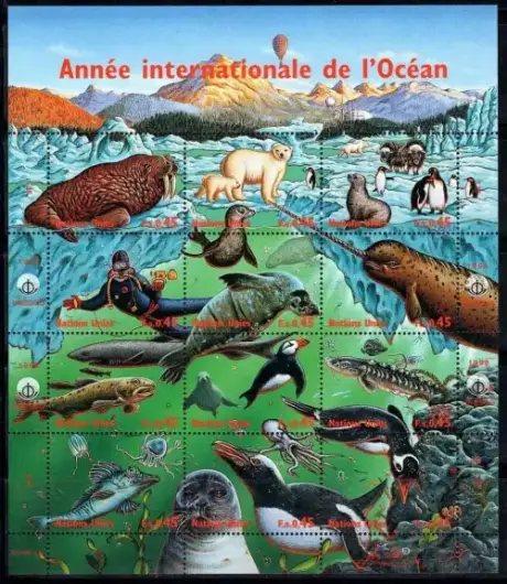 United Nations Geneva stamps year 1998 Marine Wildlife of the Ocean