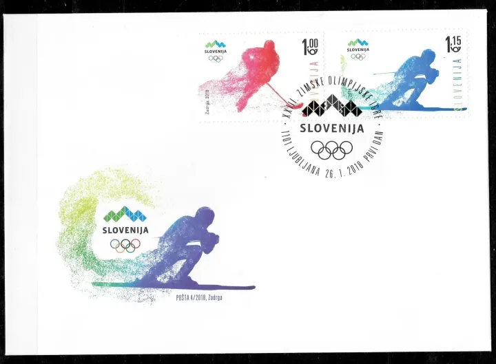 Slovenia year 2018 stamps Winter Olympic Games South Korea FDC