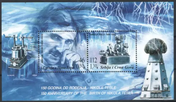Serbia year 2006 Scientist Nikola Tesla stamps