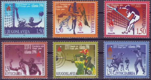 Yugoslavia postage stamps year 1996 Summer Olympics - Atlanta set