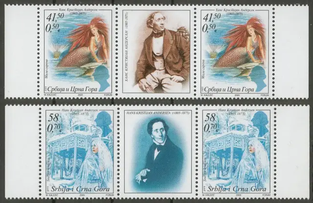 Serbia postage stamps year 2005 Hans Christian Andersen - Fairy Tales