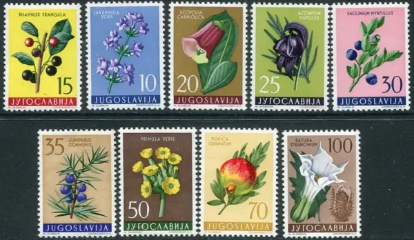 Yugoslavia year 1959 Flowers postage stamps set MNH