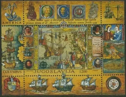 Yugoslavia year 1992 stamps - Christopher Columbus Discovery of America