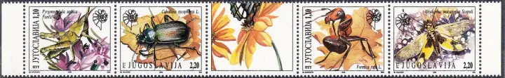 Yugoslavia year 1996 Fauna Insects stamps set