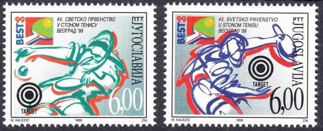 Yugoslavia year 1999 World Championship - Table tennis stamps set