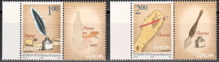 Bosnia Serbian year 2008 Europa Cept stamps - Writing Letters set