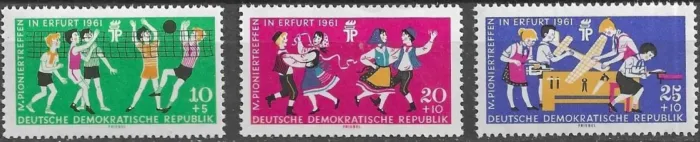 DDR year 1961 stamps The Pioneer Event in Erfurt set MNH