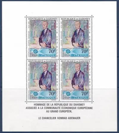 Dahomey postage stamps year 1967 art Paintings, Konrad Adenauer