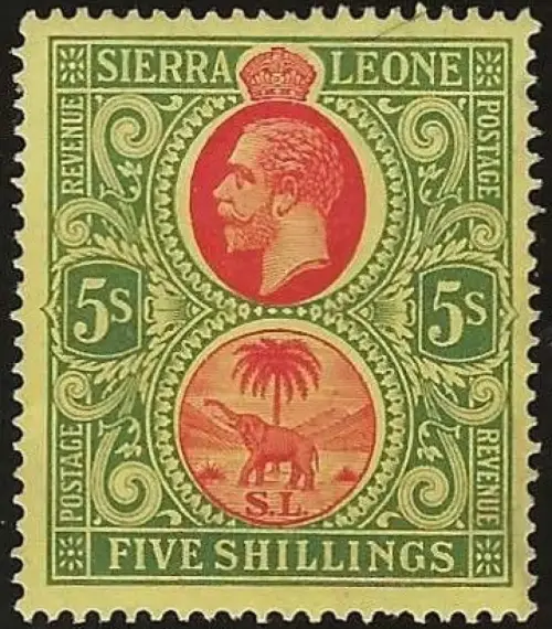 British Sierra Leone postage stamp year 1912 - 5 Shillings