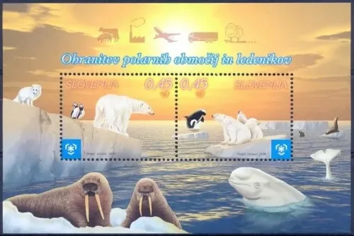 Slovenia stamps year 2009 Sea Fauna - Glacial Areas - Polar Bear