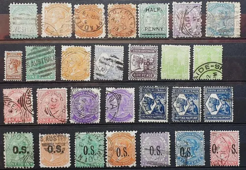 South Australia postage stamps year 1870 - 1910 - Used lot