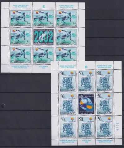 Yugoslavia 2002 ☀ Winter Olympics, Salt Lake City MSS set MNH**