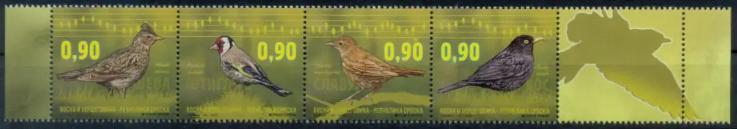 Bosnia Herzegovina stamps year 2015 Fauna Birds Songbirds strip