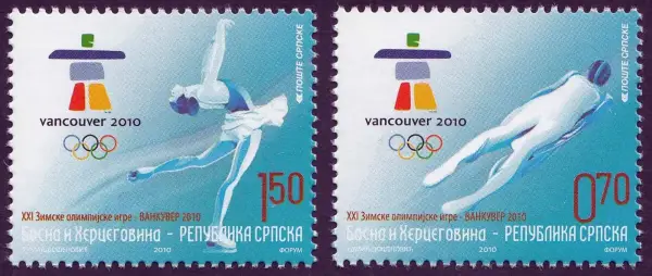 Bosnia Serbian year 2010 Winter Olympic Games stamps Vancouver