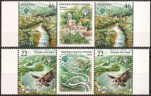 Serbia postage stamps year 2009 European Nature Protection Birds Eagles