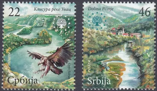 Serbia postage stamps year 2009 European Nature Protection Birds Eagles