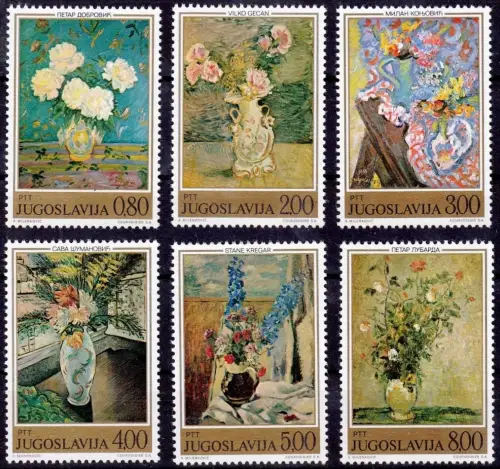 Yugoslavia stamps year 1974 Art Paintings Flora Flowers Plants set