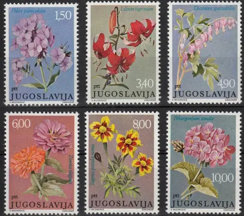 Yugoslavia year 1977 Garden Flowers - Flora stamps set