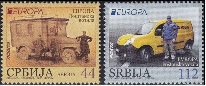 Serbia postage stamps year 2013 Europa Cept - Postal Vehicles
