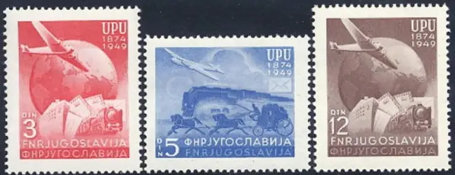 Yugoslavia postage stamps year 1949 UPU Postal Union set
